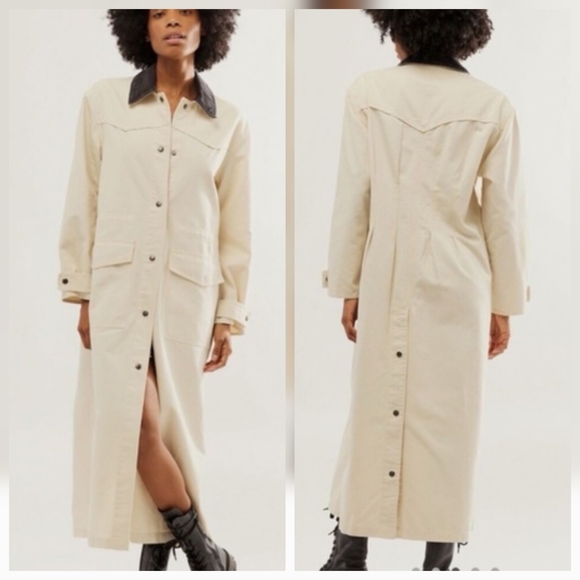 Free People Jackets & Blazers - FREE PEOPLE HUNTER DUSTER MAXI LENGTH CREME XL